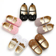 Zapatos para primeros pasos para bebé de 0 a 18 meses, cochecito para recién nacido, mocasines de princesa Mary Jane, zapatos suaves con estampado de gatos 2024 - compra barato