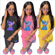 Cartoon Print O Neck Summer New Arrive Tracksuit Casual Slim 2 Pieces Track Suit Matching Suit Outfits 2024 - buy cheap