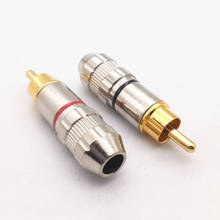 2pcs 1Balck + 1Red Gold RCA Male Plug Non Solder Audio Video Adapter Connector Male to Male Convertor for Coaxial Cable 2024 - buy cheap