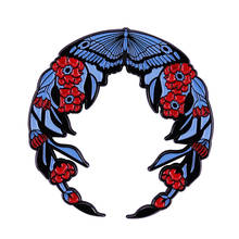 Magic Luna Butterfly Enamel Pin Spring red Flower Romantic Wreath Blue Moth Art Brooch Big Size 2024 - buy cheap