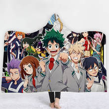 My Hero Academia Anime 3D Printing Throw Hooded Blanket Wearable Warm Fleece Bedding Office Quilts Soft Adults Travel 04 2024 - buy cheap