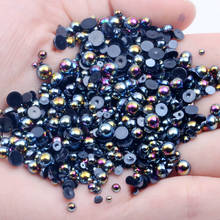 2-5mm And Mixed Sizes Black AB Resin Half Round Craft ABS Pearls Beads Glitter For 3D Nails Art Design Decorations Fingernails 2024 - buy cheap