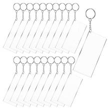 20 Pcs Rectangle Shape Clear Acrylic Blanks+20 Pcs Keychain Metal Key Rings Kit   2024 - buy cheap