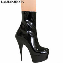 LAIJIANJINXIA-Botas clásicas de plataforma negra, zapatos de tacón alto de 15CM, zapatos de baile en barra/modelo, botines de 6 pulgadas 2024 - compra barato