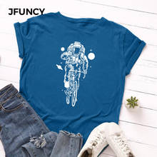 JFUNCY-Camiseta de algodón de 100% para mujer, ropa de verano de talla grande, creativa con dibujo de corazón, camiseta de manga corta para mujer 2024 - compra barato