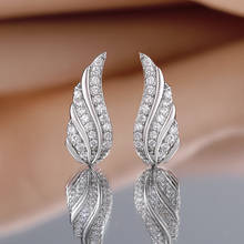 Huitan Simple Stylish Wing Fairy Wings Women Stud Earring with Shine Crystal Zircon Stone Daily Wear Delicate Female Jewelry 2024 - buy cheap