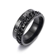 Anel de personalidade romana, anel de aço de titânio com corrente rotativa, cabo para enviar joias, presentes, 1 peça 2024 - compre barato