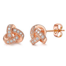 Pendiente de trébol de cristal de lujo para mujer, joyería chapada en plata, accesorios para mujer, Bijou de oro rosa 2024 - compra barato
