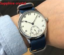 Sapphire Crystalnew-reloj mecánico para hombre, cronógrafo de 44mm sin logotipo, esfera blanca esmaltada, movimiento asiático de 17 joyas, GR45-20, 6498 2024 - compra barato