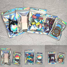 50Packs Foil Ziplock Bags Resealable Smell Proof Bags Aluminum Foil Pouch Mylar Ziplock Bags Holographic Rainbow Color Hot Sale 2024 - buy cheap