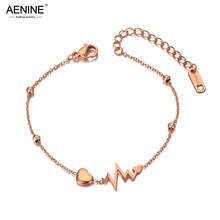 AENINE Office Style Love Heart Charm Bracelets For Girls Stainless Steel Chain & Link Strand Bracelets Women Jewelry AB20059 2024 - buy cheap