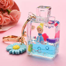 New Perfume Bottle Keychain Cartoon Girl Keychain Liquid Quicksand Sequin Key Ring Bag Pendant for Women Girl Party Jewelry Gift 2024 - buy cheap