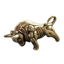 Mini Portable Retro Brass Wall Street Bull Statue Keychain Ornament Sculpture Home Office Desk Decorative Ornament Hand Toy Gift 2024 - buy cheap