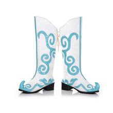 White Chinese Tibetan Boots For Women Mongolian Cosplay Minority National Dance Boots Retro Ladies Riding Shoes 2024 - buy cheap