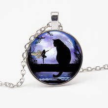 Винтажное Гламурное ожерелье Феи черная кошка фото тибетская выпуклая круглая стеклянная подвеска цепочка ожерелье женщина мужчина подарок сувенир 2024 - купить недорого