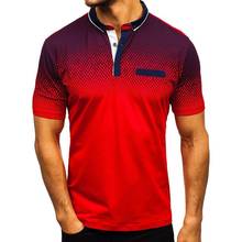 T-Shirts Men Fashion Summer autumn Men Dot Print Buttons Turn Down Collar Short Sleeve T-Shirt Top Shirts Polo Men футболка 2021 2024 - buy cheap