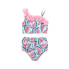 1-5 Years Toddler Baby Girls Bikini Set Swimsuit Watermelon Print One Shoulder Flower Strap Sleeveless Bikini 2020 Girl Swimwear 2024 - buy cheap