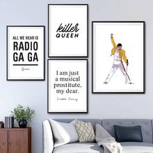Freddie Mercury-carteles de letras de canciones de Queen, impresiones de música, arte de pared, pintura en lienzo, imágenes de músico, regalo para decoración de la pared del hogar 2024 - compra barato