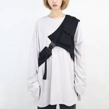 Harajuku punk vest women one shoulder oblique cargo sleeveless jacket with chains woman Korean style vintage waistcoat chaleco 2024 - buy cheap