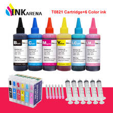 Inkarena t0821-cartuchos de tinta recarregáveis para impressora, compatível com epson stylus foto t50 r290 r295 r390 rx590 + 6x100ml 2024 - compre barato