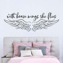 With Brave Wings She Flies Decal - She Quote - Girl Bedroom Decor - Wings Wall Art A13-075 2024 - buy cheap