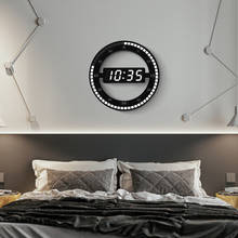 Reloj de pared Digital LED, diseño moderno, doble uso, atenuación, relojes fotoreceptivos digitales circulares para decoración del hogar, regalo 2024 - compra barato