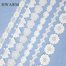 Tela de encaje bordado Soluble en agua de seda de leche de mariposa de alta calidad, adorno de costura de boda, accesorios de falda solubles en agua blanca 2024 - compra barato