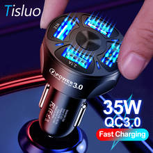 Универсальный 35 Вт автомобильное USB зарядное устройство Quick Charge 3,0 Быстрая зарядка 4 порта мобильный телефон зарядное устройство для samsung s10 iphone 7 811 xs Huawei 2024 - купить недорого