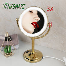 YANKSMART 2-FauceLED Makeup Mirror With LED Light Vanity Magnify Bathroom 3X Magnifying Wall Mounted Professional Makeup Mirror 2024 - buy cheap
