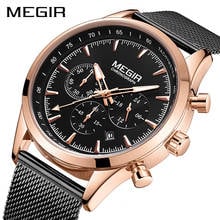 MEGIR Fashion Mens Watches Brand Luxury WristWatch Quartz Clock Black Watch Men Waterproof Sport Chronograph Relogio Masculino 2024 - buy cheap