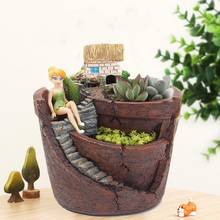 Resin Flower Pots Sweet House Fairy Garden Planter for Home Office Garden Decoration Plants Potted Planters For Succulent Plants 2024 - buy cheap