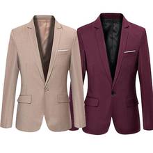 Men\'s Solid Color Step Collar Slim Blazer Formal Business Wear One Button Suit Blazer Korean Style Slim Men Suit Coat Casual 2024 - buy cheap