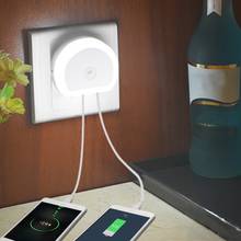 Bedside Night Lamp with Dual USB Port Smart Light Sensor Convenient Charging Socket Wall Lamp With Plug 110V 220V Feeding Lamps 2024 - buy cheap