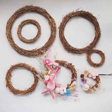 Round Rattan Ring Dried Flowers Hanging Floral Wreath Decor Home Shelf Florist Accessories DIY Handmade Craft Easter Decoration 2024 - buy cheap