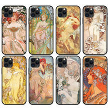 Black tpu case for iphone 5 5s se 2020 6 6s 7 8 plus x 10 XR XS 11 12 mini pro MAX back cover Art ALPHONSE MUCHA 2024 - buy cheap