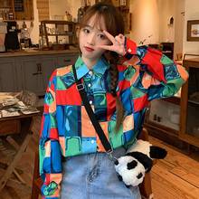 Female Casual Long Sleeve Turn-down Collar Shirt Tops Blusa Women\'s Shirt Fashion Personality Printed Loose Blouse Cardigan 2024 - buy cheap