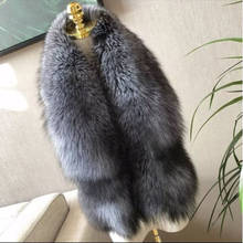 2021 Fashion Women Winter Big Size Real Fox Fur Scarf Long Genuine Fur Plus Size Scarves 2024 - buy cheap