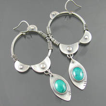 2020 Ethnic Turquoises Dangle Earrings For Women Bohemia Stone Drop Earings Vintage Geo Indian Pendant Earring Brincos Jewelry 2024 - buy cheap