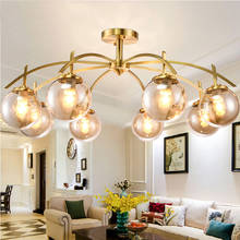 Glass bubble chandelier lamp copper rose gold chandelier Living room bedroom American flush mount chandeliers 2024 - buy cheap