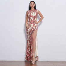 Женское вечернее платье, длинное винтажное платье с высоким разрезом, с блестками 2024 - купить недорого