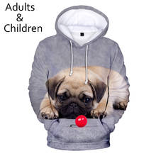 3D lovely Hoodies Pug Harajuku  Sweatshirts Hoodie 3D Pug Print Boys/Girls Streetwear Dog pattern Kids Warm Hoody Leisure Tops 2024 - buy cheap