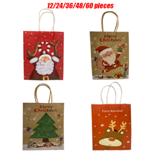 12pcs Kraft Paper Bags Snowman Christmas Gift Bags with Handle Happy New Year Candy Packaging Bags Wedding Party Cookie Boxes 2024 - buy cheap