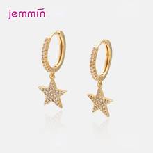 Pendientes de plata de ley 925 con forma de estrella para mujer, aretes colgantes, Piercing, Circonia cúbica, zirconia, circonita, zirconita, zirconita, circón 2024 - compra barato