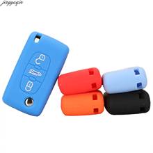 Jingyuqin remoto 3 botões caso de silicone dobrável caso chave capa para citroen c2 c3 c4 picasso xsara c5 c6 c8 2024 - compre barato