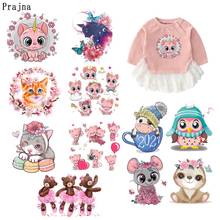 Prajna Cat Patch Iron On Transfer Patches Cartoon Applique Heat Transfer Iron On Patch Thermal Sticker On Clothes Kids T Shirt 2024 - buy cheap