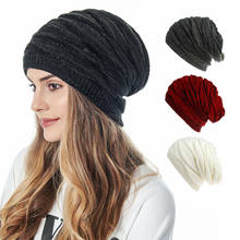 Gorro de lana de color liso para mujer, gorro cálido de terciopelo para exteriores, turbante, 2020 2024 - compra barato