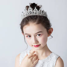 Crystal Princess Tiara For Girls Birthday Prom Party Girls Tiara Infantil Baby Crown Silver hair accessories for baby girls 2024 - buy cheap