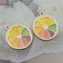 Julie Wang 4PCS Enamel Lemon Slice Charms Alloy Gold Tone Orange Artificial Fruit Rainbow Colors Jewelry Making Accessory 2024 - buy cheap