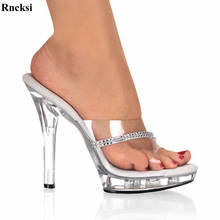¡Novedad! Zapatillas de tacón alto de 5 pulgadas de Rncksi, zapatos de Stripper de 13CM, decoración de diamantes de imitación, zapatos transparentes para chica, zapatos sexis de cristal 2024 - compra barato