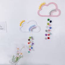 INS Nordic Style Woven Cloud With Rainbow Hair Balls Pendant Wall Hanging Ornament For Kids Room Decoration Nursery Decor Props 2024 - buy cheap
